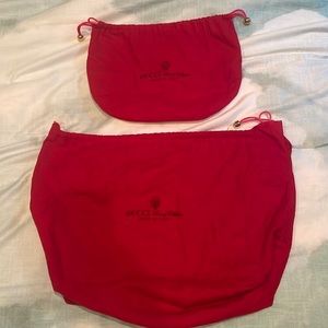2 red Gucci Accessory Collection dustbags